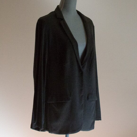 MAGASCHONI WOMAN One Button Knit Blazer Jacket - Charcoal Gray - Size 1X - Picture 2 of 6